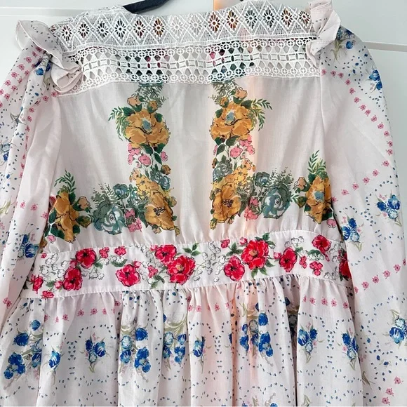 Zimmermann Dress Women Clover Patched Wrap Mini Floral Boho cottage core - Picture 11 of 13